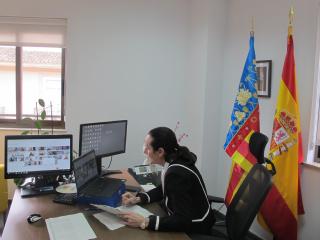 La presidenta del TSJCV, Pilar de la Oliva, presidiendo el acto, celebrado de forma telemática